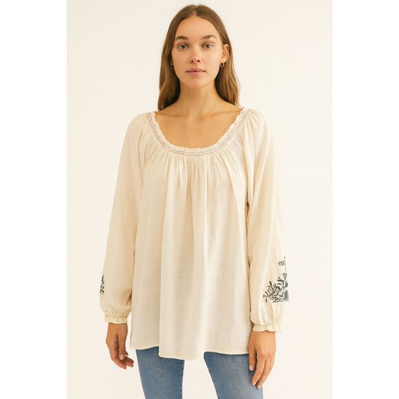 Forgotten Grace Womens Peasant Boho Floral Embroidered Sleeve Relaxed Size XXL - Picture 1 of 6